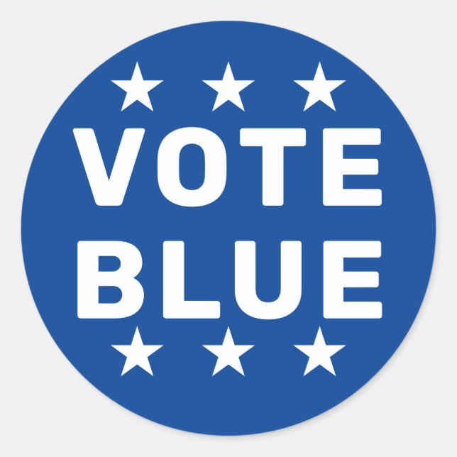 Vote Blue sign Classic Round Sticker (Front)