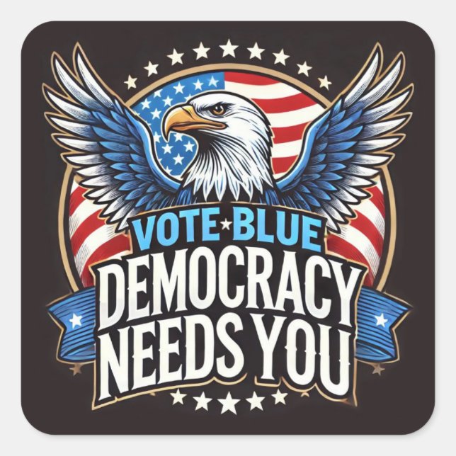 Vote Blue Square Sticker (Front)