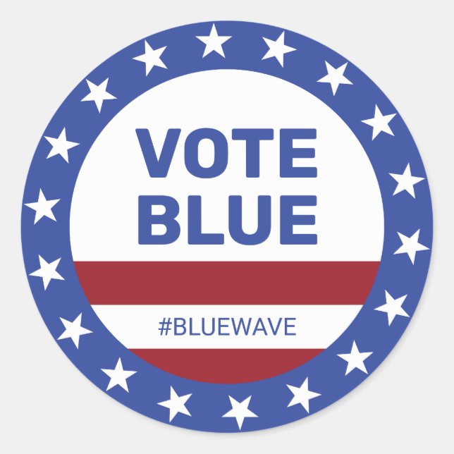 Vote Blue Stars Stripes Blue Wave Election   Classic Round Sticker (Front)