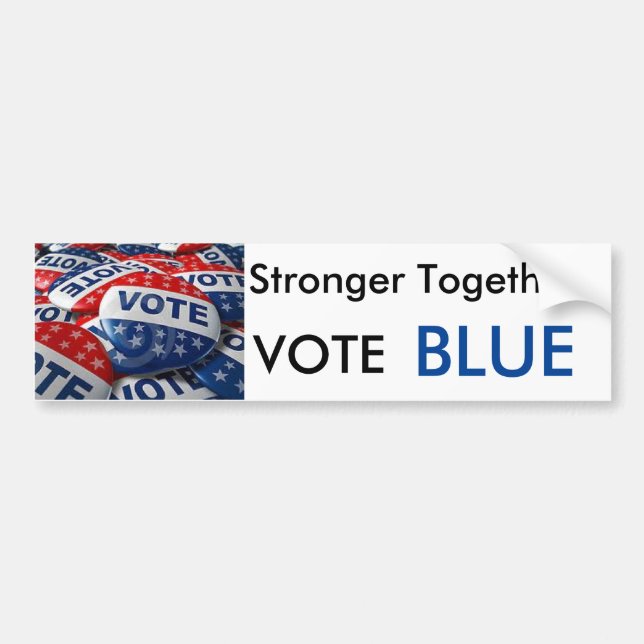 Vote Blue Stronger Together Democratic Bumper Sticker (Front)