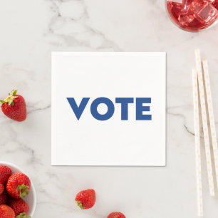 "Vote" blue white paper napkin