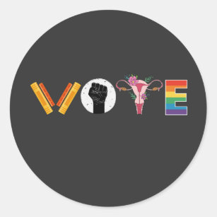 VOTE Books Uterus LGBT Support Classic Round Sticker