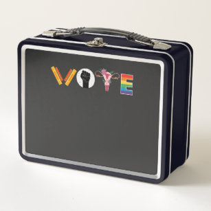VOTE Books Uterus LGBT Support Metal Lunch Box