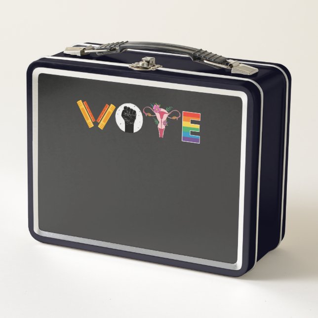 VOTE Books Uterus LGBT Support Metal Lunch Box (Front)