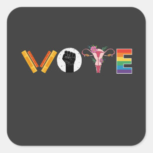 VOTE Books Uterus LGBT Support Square Sticker