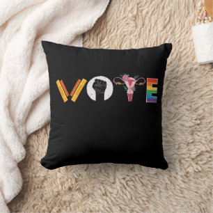 VOTE Books Uterus LGBT Support Throw Pillow