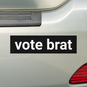 Vote brat funny minimalist white black democrat bumper sticker