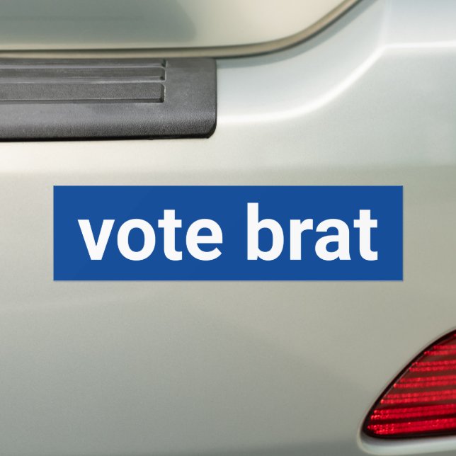Vote brat funny minimalist white blue democrat bumper sticker (On Car)