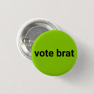 Vote brat kamala simple black and lime green 1 inch round button