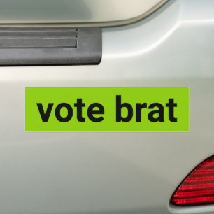 Vote brat kamala simple black and lime green bumper sticker