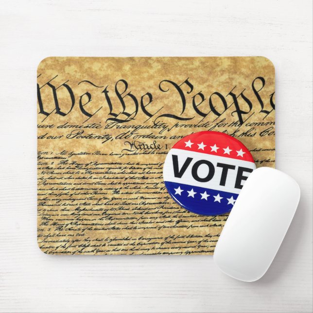Vote Button On U.S. Constitution Mouse Pad (With Mouse)