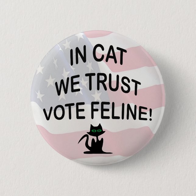 Vote Cat with American Flag 2 Inch Round Button (Front)