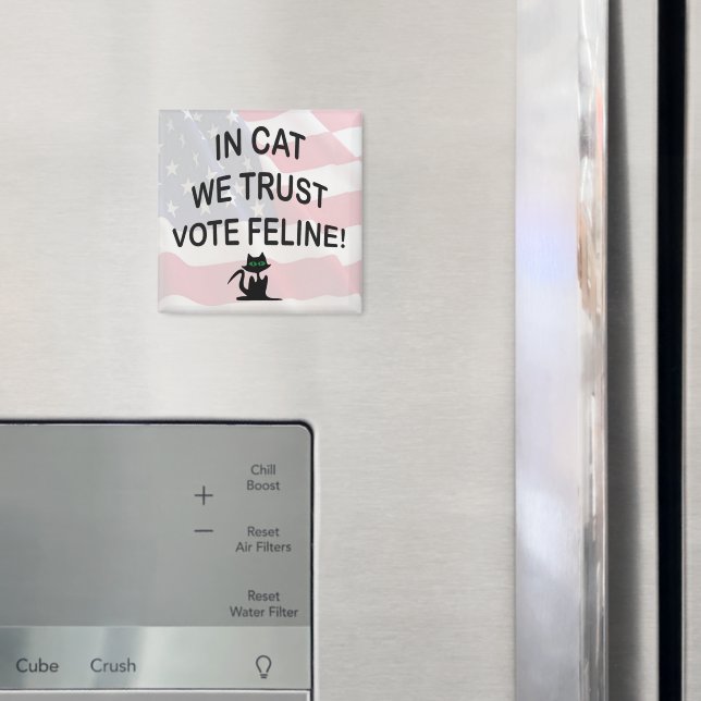 Vote Cat with American Flag Magnet (In Situ (Fridge))