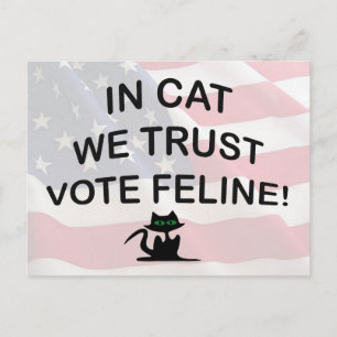 Vote Cat with American Flag Postcard