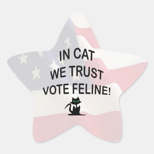 Vote Cat with American Flag Star Sticker (Front)