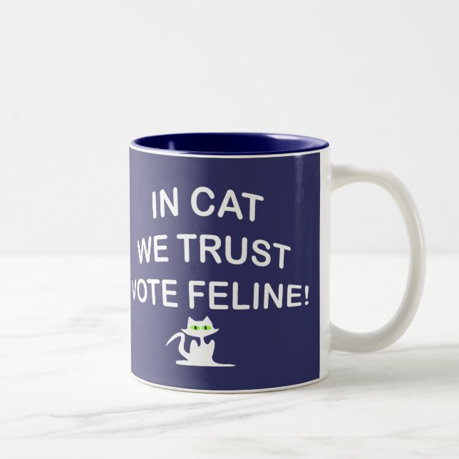 Vote Cat with White Text Two-Tone Coffee Mug (Right)