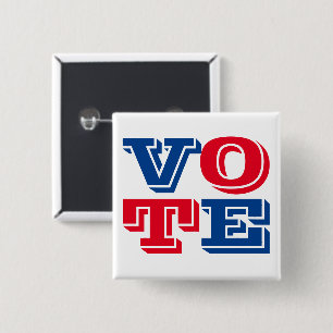 VOTE Custom Text and Colours Blue Red White 2 Inch Square Button