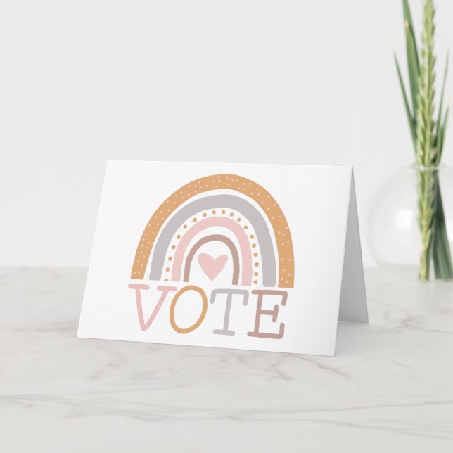 Vote | Cute Pastel Rainbow Text Design Card (Front)