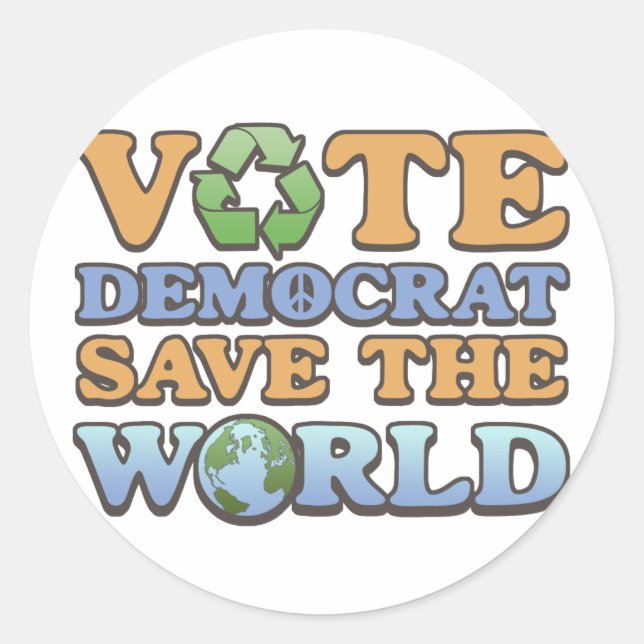 Vote Dem Save the World Classic Round Sticker (Front)