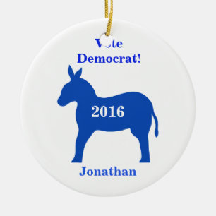 Vote Democrat 2016 Name Personalized Blue Ceramic Ornament