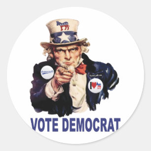 VOTE DEMOCRAT CLASSIC ROUND STICKER