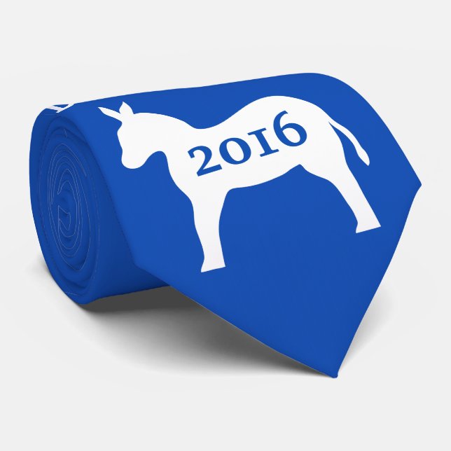 Vote Democrat Donkey Blue Man's Neck Tie (Rolled)
