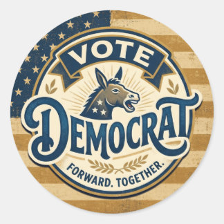 Vote Democrat Forward Together – Vintage Patriotic Classic Round Sticker