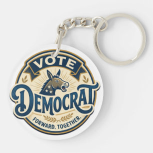Vote Democrat Forward Together – Vintage Patriotic Keychain