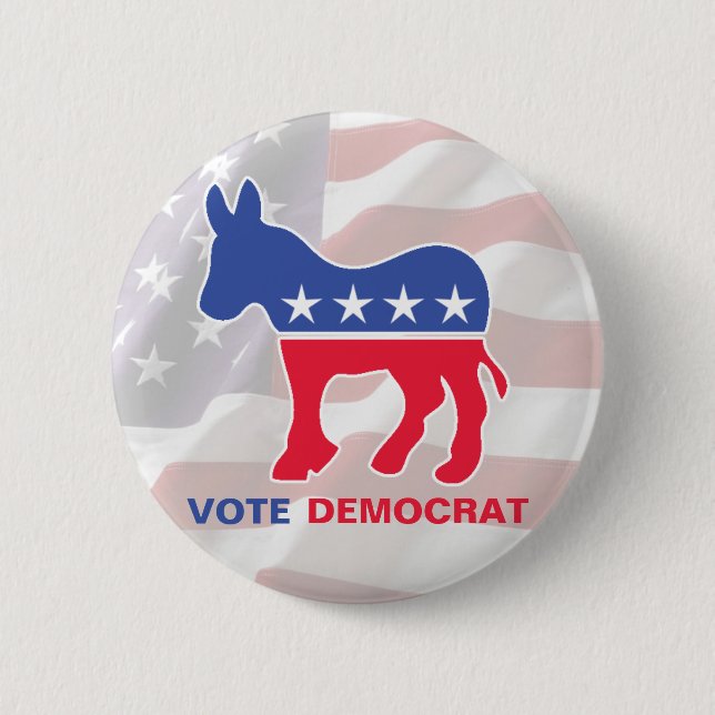 Vote Democrat With Donkey 2 Inch Round Button (Front)