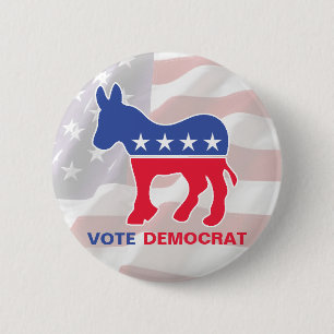 Vote Democrat With Donkey 2 Inch Round Button
