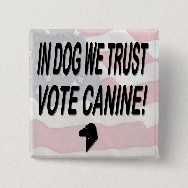 Vote Dog with American Flag 2 Inch Square Button (Front)