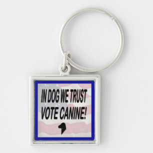 Vote Dog with American Flag Keychain