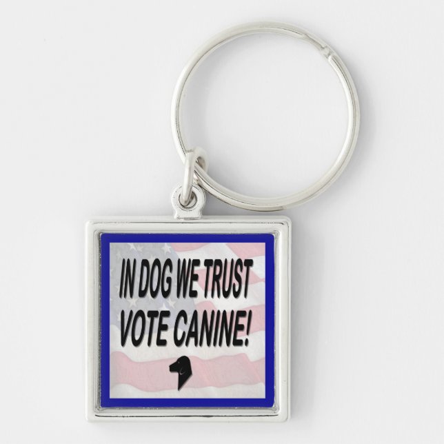 Vote Dog with American Flag Keychain (Front)