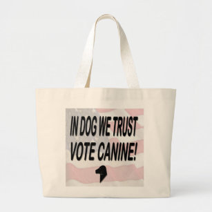 Vote Dog with American Flag Large Tote Bag