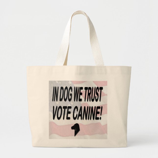 Vote Dog with American Flag Large Tote Bag (Front)