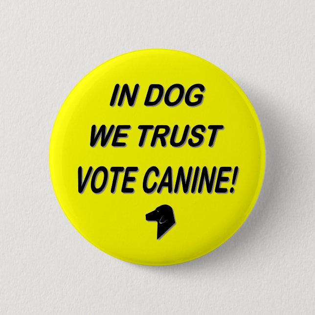 Vote Dog with Black Text 2 Inch Round Button (Front)