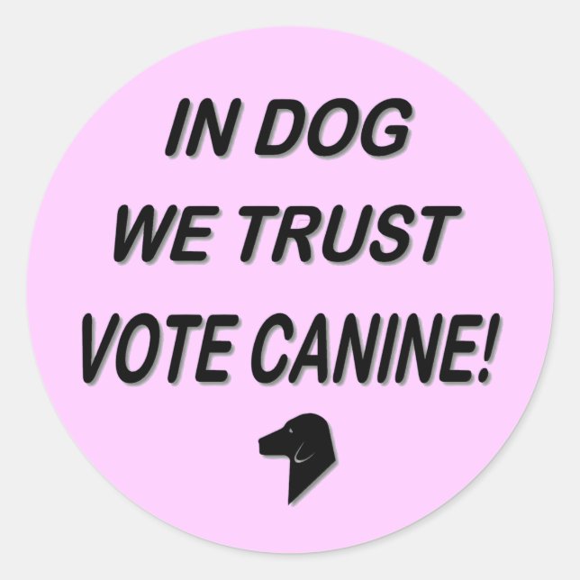 Vote Dog with Black Text Classic Round Sticker (Front)