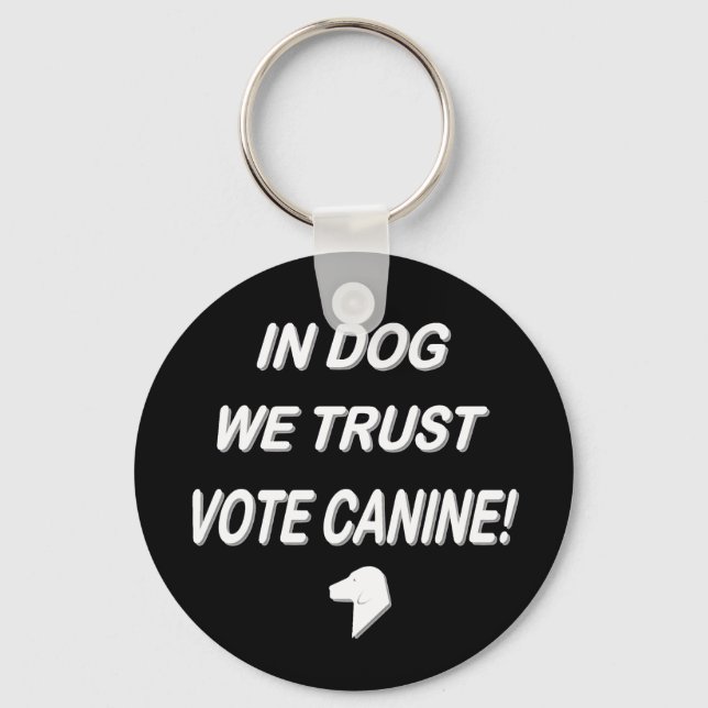 Vote Dog with White Text Keychain (Front)