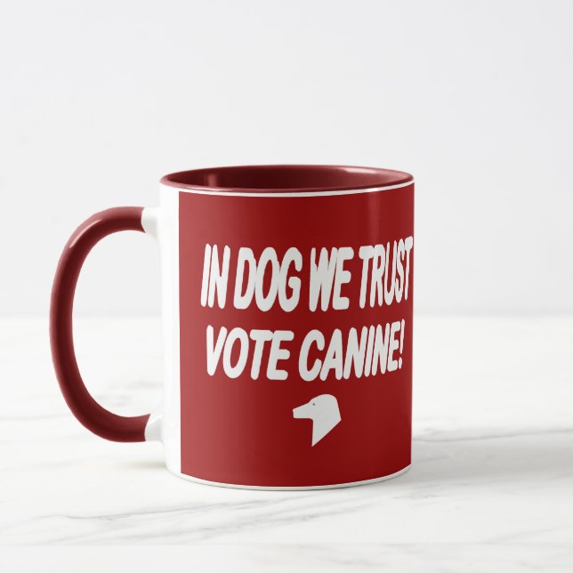 Vote Dog with White Text Mug (Left)