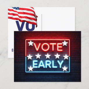Vote Early Neon Sign Postcard