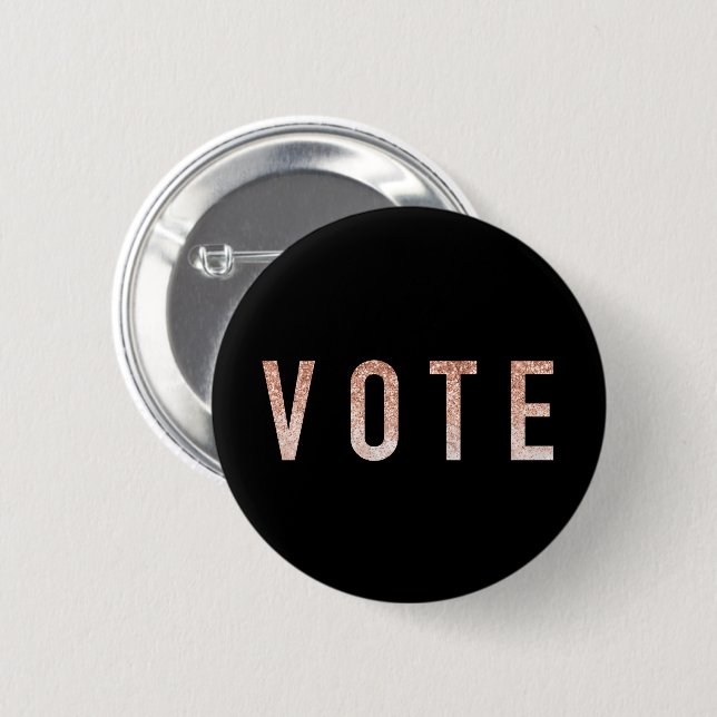 Vote Election Day Rose Gold Glitter Girly 2 Inch Round Button (Front & Back)