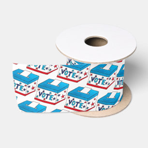 VOTE Election Day USA Voting Ballot Box Patriotic Satin Ribbon