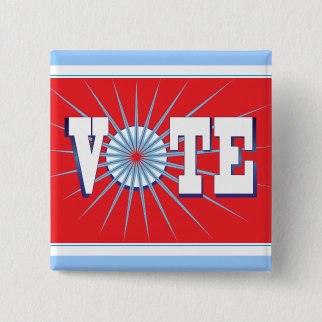 VOTE Elections Button - square / red (Front)