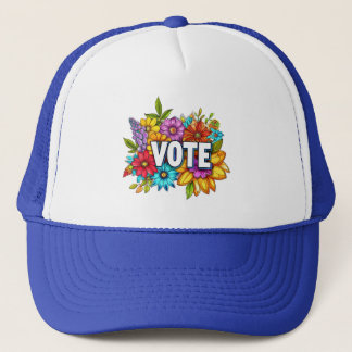 VOTE Floral Blue Trucker Hat