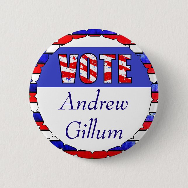 Vote for Andrew Gillum Election 2 Inch Round Button (Front)