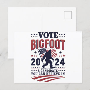 Vote For Bigfoot 2024 Sasquatch Presidential  Postcard
