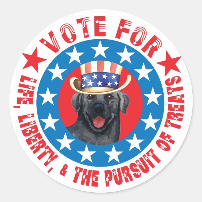 Vote for Black Lab Classic Round Sticker (Front)