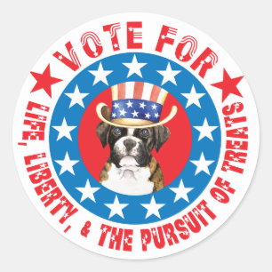 Vote for Boxer Classic Round Sticker