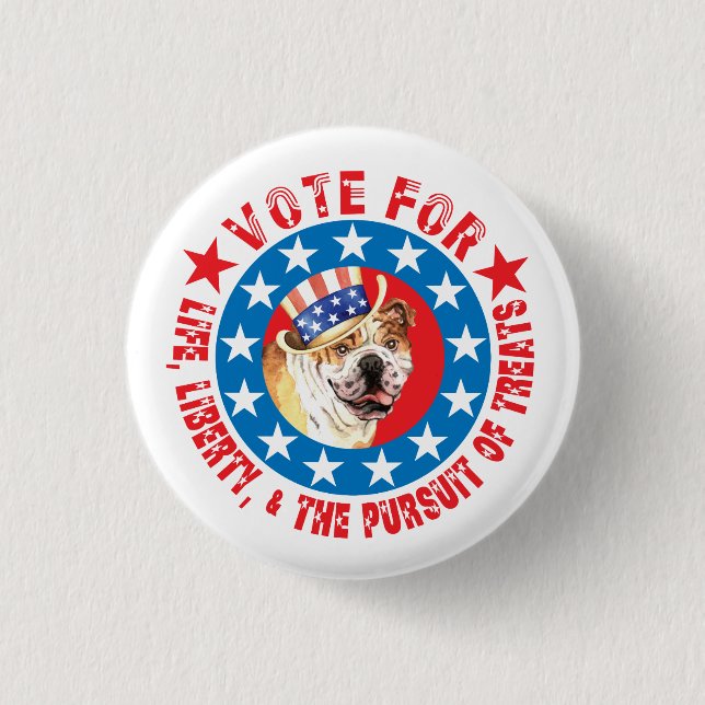 Vote for Bulldog 1 Inch Round Button (Front)
