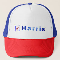Vote for Harris Red Check in Blue Box Hats